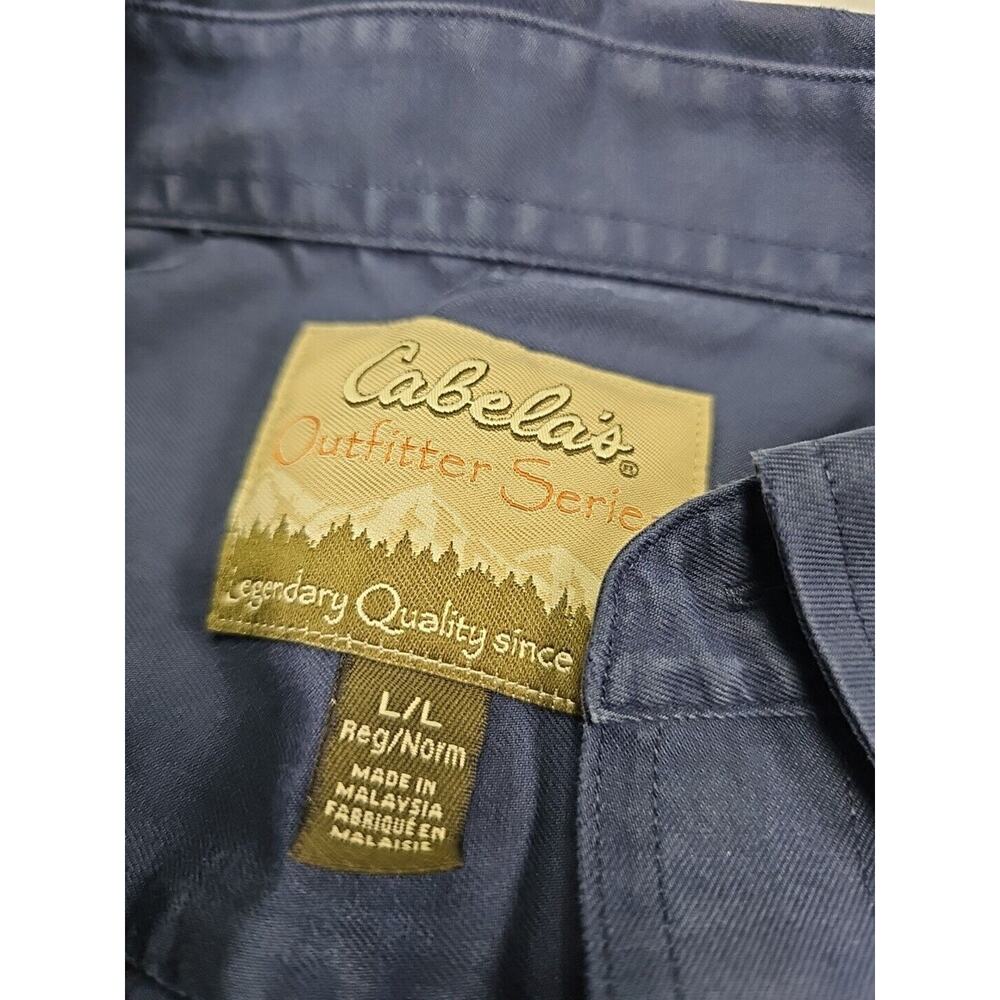 Cabelas Shirt Mens Large Blue Long Sleeve Button Down Pocket Casual Outdoor - Picture 4 of 7